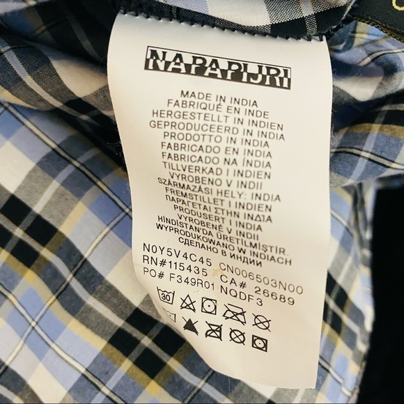 NAPAPIJRI Men’s Plaid Print Blue Black Button Down Shirt Small - Picture 16 of 16